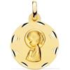 FMF Pendente Oro 9K 375 Mls. Medaglia Vergine Bambina Profilo. 16 MM. 1,00 Grammi