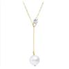 Collar Oro Bicolore 18k 750, Perla 12 MM, Diamante Lab 0,02 Q