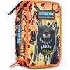 Mitama Astuccio Super Triplo CrazyMonster con SpinnyPen, Accessori Scuola Elementare, 50 pezzi, Portapenne con colori, 3 Scomparti, Bambini e bambine, multicolore