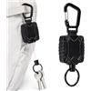 Mulbijeo Portachiavi Retrattile 2 Pezzi Nero - Cordino Estensibile In Acciaio Rivestito In PVC Con Gancio A Moschettone, Supporto Fino A 227g, Lunghezza 80 Cm Per Chiavi