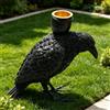per decorazione Halloween da Tavolo: Portacandele Corvo in Resina Nera per Uso
