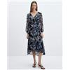 Mango Abito A Fascia Con Fiore MANGO In Blu Cordoba UK 8/S (FM233-4)