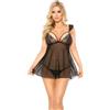 Romantic Chemise Cora - Set di 2 pezzi, colore: nero, ML 60 g