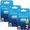 Panasonic 6 Batterie Ricaricabili AA Panasonic Eneloop 2000mAh NiMH Made in Japan