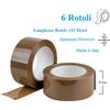 Made In Italy 6 Rotoli di Nastro Avana 50mm x 132 Mt. Nastro per Imballaggi Marrone Resistente