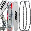 Verke Set Ricambio Barra Lama Per Motosega a Scoppio 2 Catene Taglio da 38cm 35cm 25cm