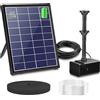 Fontana Solare 6W Batteria 3000mAh Pompa Laghetto Giardino Esterno Galleggiante