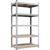 Scaffale Garage 180x90x30 cm 5 Ripiani Metallo Scaffalatura Argento Ripiani