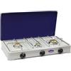 Parker Fornello 3 fuochi a gas Gpl / Metano griglia in acciaio Grigio Blu Parker 5328GB
