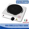 MINI FORNELLO ELETTRICO 1000W REGOLABILE PIASTRA GHISA VIAGGIO CAMPEGGIO 152 MM