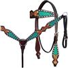 Senza marchio Set copricapo e collare per cavalli western in pelle 200% per cavalli, pony