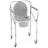 Moretti Sedia Comoda WC Multifunzione 4 in 1 Pieghevole con 4 Ruote e 2 Freni Rialzo WC