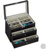 Does not apply Box for 18 Glasses, Sunglasses Storage Case, Faux Leather Crate