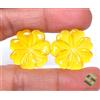 SBI Gems 24x24 MM Naturale Giallo Calcedonio Fatto a Mano Intagliato Paio 28.68 Cts Loose