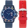 Nautica Orologio Uomo + Cinturino Nautica N83 Fin World NAPFWF307 Silicone Blu Rosso