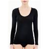 RAGNO 074029 Maglietta Manica Lunga Donna Lana e Seta BIANCO-NERO