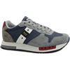 BLAUER QUEENS01 navy brown blu marrone scarpe uomo sneakers lacci camoscio tessu