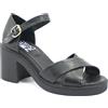 BUENO SHOES WY12501 nero scarpe donna sandalo punta aperta pelle tacco cinturino