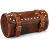 Borsa Da Moto Vintage, in Vera Pelle Di Capra, Con Fibbia a 2 Cinghie E Chiusura