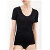 RAGNO 074027 Maglietta Mezza Manica Donna Lana e Seta BIANCO-NERO
