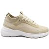 GUESS LDFAB12 platino oro scarpe sneakers donna tessuto lacci