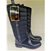 Stivali per donna da pioggia felpati invernali impermeabili alti blu trapuntato