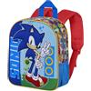 SONIC ZAINO ASILO 3D SONIC, Zainetto 3D Elite BLU, 25 x 30 cm, Capacità 7 L