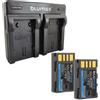 Blumax 2x Batteria Blumax + caricatore DUAL USB per JVC GR-D750EX,GR-D750U,GR-D750US