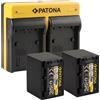 PATONA 2x Batteria Patona + caricabatteria DUAL USB per Sony HDR-CX560VE,HDR-CX560V