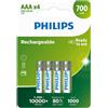 Philips 4x Philips Batterie Ricaricabili AAA NiMH HR03 700mAh 1.2V Micro