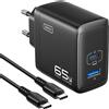 INIU 65W Caricatore USB C Alimentatore, 2 Porto USBA-USBC Adattatore di Alimenta