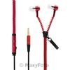 MAXY AURICOLARE STEREO SUPER BASS ZIPPER CUFFIE IN-EAR CON MICROFONO RED 78D922A