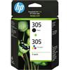 Hp 0000062715 Hp CARTUCCIA ORIGINALE 6ZD17AE N.305 PACK NERO+COLORE