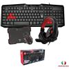 TECHMADE KIT TASTIERA E MOUSE CON TAPPETINO E CUFFIE GAMING TECHMADE DA GIOCO USB 4 IN 1