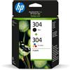 HP Confezione da 2 cartucce originali HP 304 Nero e Tricromia 3JB05AE