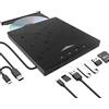 QUMOX Masterizzatore Esterno CD/DVD USB 3.0 con Hub 8 in 1 4 Porte USB Lettori