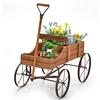 Does not apply Carriola Da Giardino in Legno, Carretto per Piante Con Ruote Metalliche E 2 Scom