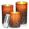 Cntorich Candele LED senza fiamma corteccia di pino, candele a batteria con telecomando,