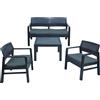 IPAE-PROGARDEN Set arredo giardino in polipropilene kilimanjar 3 pezzi 3 poltrone + 1 tavolo