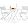 Kit da Giardino Pieghevole in Polyrattan Tavolo e 2 Sedie Interno Esterno Bianco