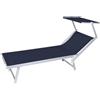 VERDELOOK Lettino con parasole rimini blu navy 186x61x38cm