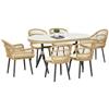 Set da Giardino 7 Pezzi in Rattan PE con Tavolo Pranzo 153x89x74 cm e 6 Sedie
