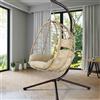 Poltrona Sospesa Giardino Sedia Dondolo Amaca Pensile Rattan e Metallo Beige