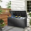Cassapanca Baule Portaoggetti in Polyrattan XXL Resistente 2Ruote Maniglia Nero