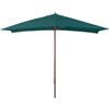 VERDELOOK Ombrellone in legno con carrucola 3x2m verde scuro arredo giardino
