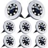 8 DISK LIGHTS PANNELLO SOLARE DA GIARDINO LED SENSORE CREPUSCOLARE FARETTO