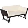 Does not apply Divano 2 Posti Con Braccioli Estensibili Da Giardino Rattan 129X63X67Cm Bianco,