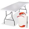 Tavolo Pieghevole in Resina HDPE 183x76 H74cm Richiudibile Salvaspazio Bianco
