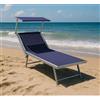 Lettino da Mare Pool Blu in Alluminio 186x61xH39cm Spiaggia e Piscina