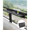 Tavolo Sospeso Pieghevole per Balcone 122x30 cm in Metallo Staffe Acciaio